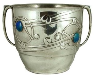 Arts & Crafts Tudric pewter and enamel ice bucket by Archibald Knox for Liberty & Co (gm840)